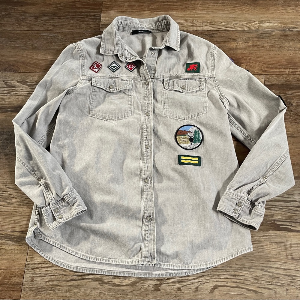 Diesel outdoors grey denim shirt with patches M